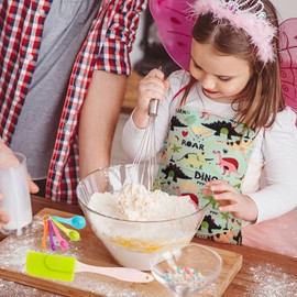 TEUVO Kids Baking Chef Set 35 Pcs with Dinosaur Apron and Mitt, Cooking Chef Dress Up Role Play Kitchen Toys Set for Kids Aged 3 4 5 6 7 8