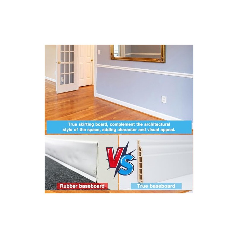 Art3d Wall Baseboard Molding Trim 8-Pack of 56 x 3.2