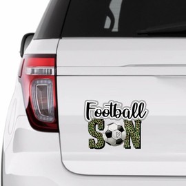 Football Son Sticker, Leopard Print Football Vinly Decal for Cars Laptops, Windows, Walls, Fridge, Toilet and More - Sport Theme Stickers 11in