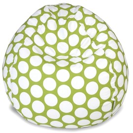 Small Bean Bag Chair with Filler Included in Green Polka Dots Pattern, 22'' H X 28'' W X 28'' D | Soft Shredded Foam, Uv Water & Stain Resistant Zippered Cover