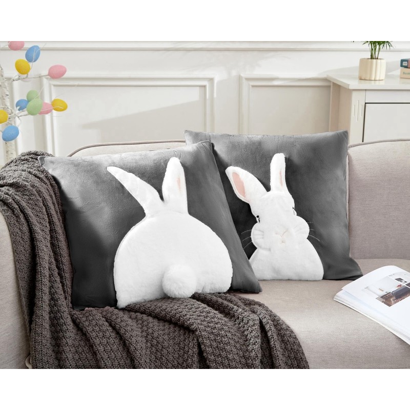 IHClink Easter Cushions Covers Easter Decorations Square Rabbit Benny Decorative
