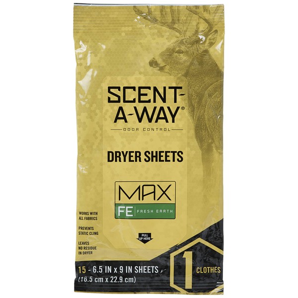 Hunters Specialties Scent-A-Way Dryer Sheets Earth (15 Pack) Multi, Fresh Earth