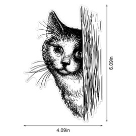 Cat Background Clear Stamps for Card Making, Peeking Cat Animal Clear Rubber Stamps for Holiday Card Making Decoration DIY Scrapbooking Transparent Album Decor Paper Craft