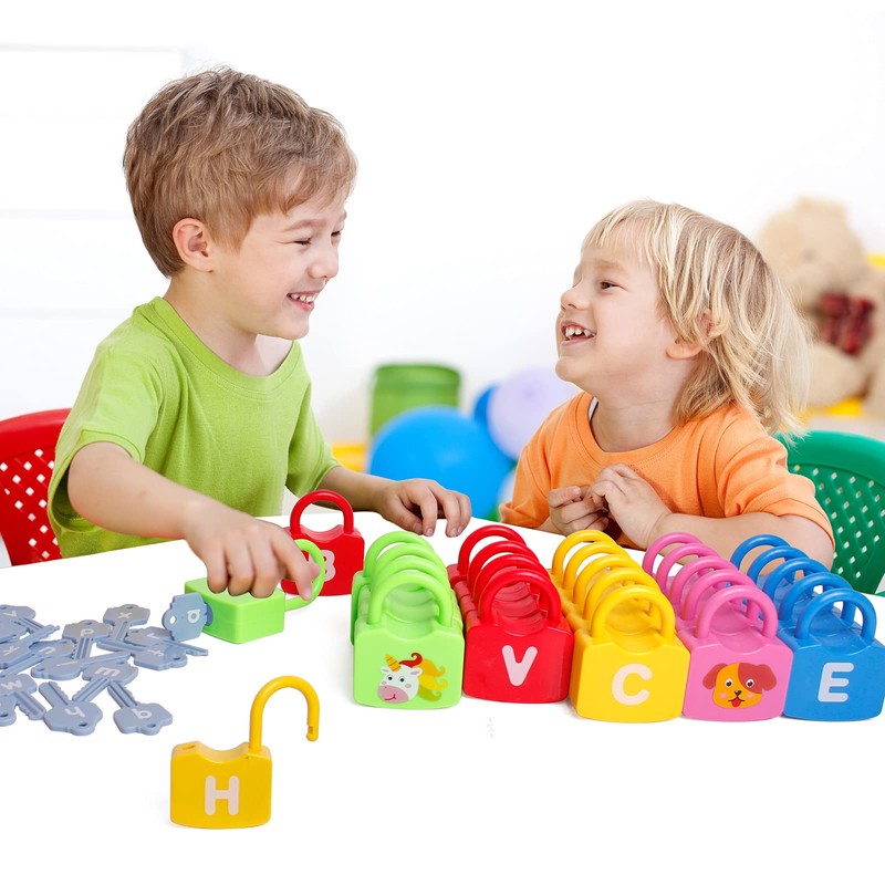 Dinhon Color Alphabet Learning Lock Toys Educational Letter Combination-with 26