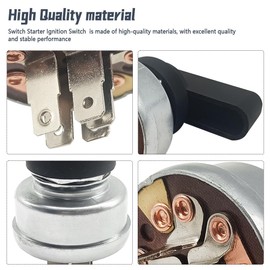 MATERIG Starter Ignition Switch Compatible with Miller Welder Replace 217680 207073 176606 207110, 4-Position 5-Terminal Key Switch with Handle Grommet