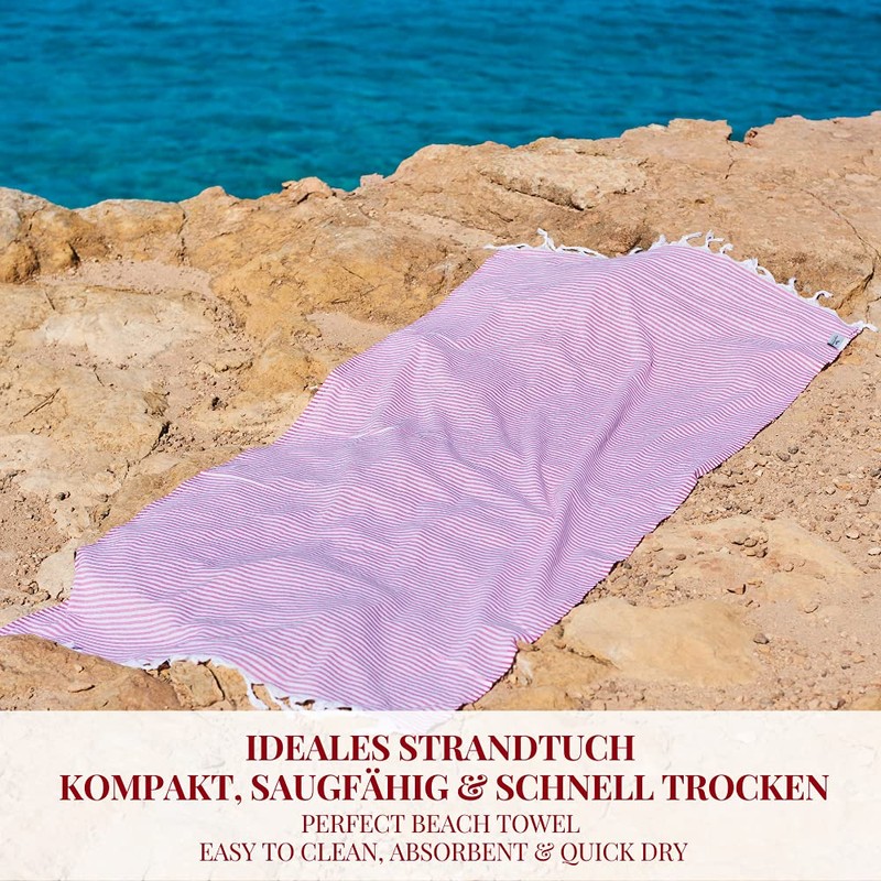Carenesse Hammam Towel Stripes 90 x 180 cm Pink 100%