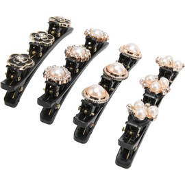 Pinzas para el Pelo Trenzadas con Piedra de Cristal Brillante para Mujer, 4 Pinzas para el Pelo Trenzadas con 3 Clips Pequeños para Niñas