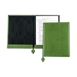 DELMON VARONE Certificate Folder in DIN A4 with Black Cord Made of Vegan, Sustainable Eco Faux Leather (Green) Document Folder with 2 Insertion Strips for Documents, Documents, Certificates and
