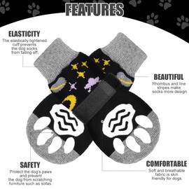 PUPTECK Non-Slip Dog Socks Double Sides Grips for Hardwood Floors Prevents Licking, Dog Shoes for Hot Pavement Booties for Senior Small Medium Large Dogs