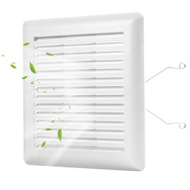 PIHIL C350GN Bathroom Grille Cover with Springs, Replacement for Broan-NuTone 695, 696N, S97017068 Wall Mount Exhaust Fan or Bathroom Ventilation Fan, 8.75" x 9.125", Plastic, White