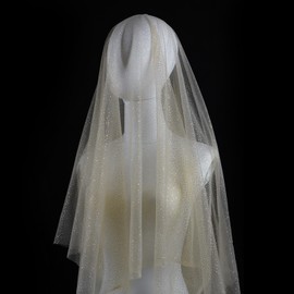 SAYUAN 60" x 8 Yards Glitter Tulle Fabric Rolls for Bridal Veil Tutu Skirts Tulle Bolt Ribbons DIY Sewing Crafts Wedding Arch Bridal Showers Decoration Photography - Champagne