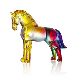 LONGWIN Handcrafted Glass Horse Figurines Collectible Decor for Home, Elegant Realistic Crystal Horse Status Animal Sculpture