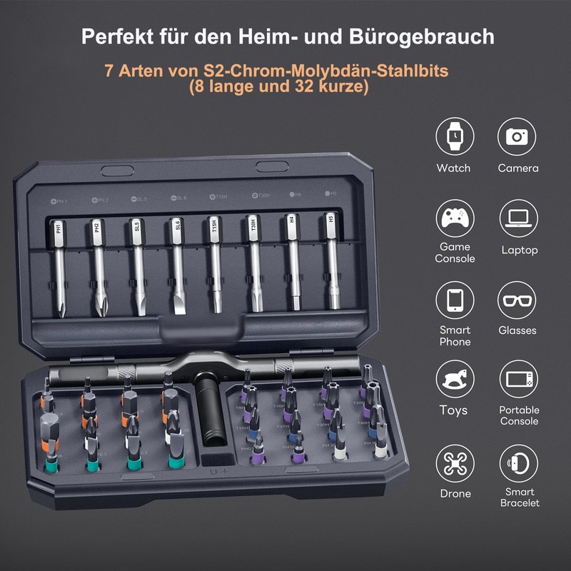 42-in-1 Magnetic Screwdriver Set, Ratchet Screwdriver Set with Removable T-Handle,