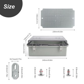 LWLWA Junction Box IP66, ABS Embedded Cable Box, Stainless Steel Buckle, Surface-Mounted Distribution Box, Strong Insulation, with Wall Mounting Accessories for Protection, Power Strip (260 x 160 x