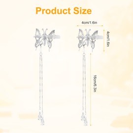 AIEX 2pcs Butterfly Hair Clips, 3D Moving Wings Butterfly Hair Clips 90s Hair Clips Butterfly Hair Accessories for Women Girls (Silver)