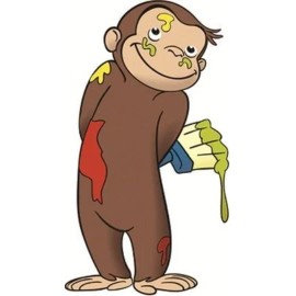 WiggleWalls 5 in Curious George Decal Paintbrush Monkey Removable Peel Self Stick Vinyl Wall