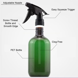 ILSSLI Plastic Spray Bottles 17OZ Empty Spray Bottle 2PCS Refillable Water Squirt Bottles Leakproof Water Spray Bottles for Cleaning Solution Alcohol Gardening Plants and Hairdressing