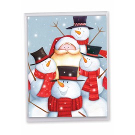 The Best Card Company - Big Group Christmas Card (8.5 x 11 Inch) - Fun Animals, Festive Holiday Greeting Card from All of Us - Santa Selfies J6738HXSG-US