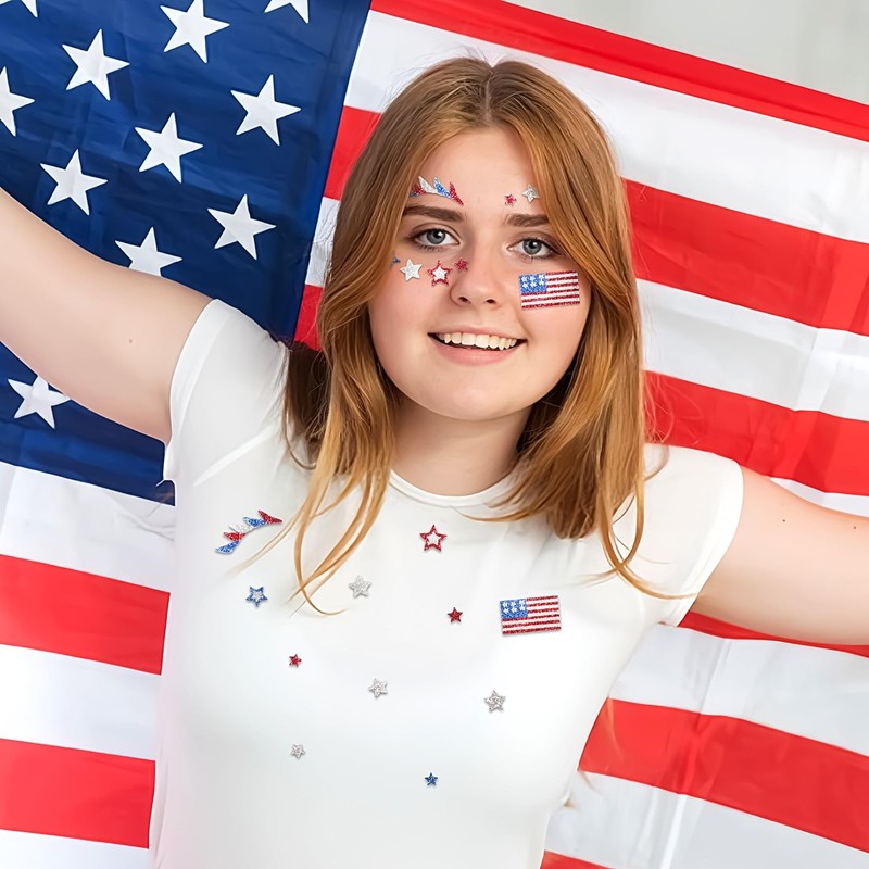 4th of July Face Gems, Fourth of July Celebration Face
