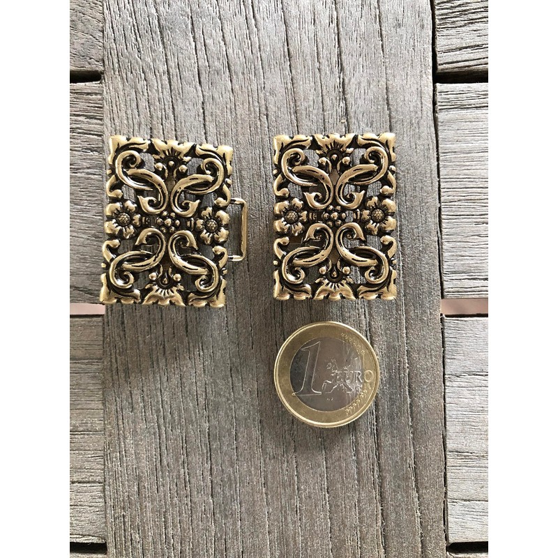 Hartmann-Knöpfe Gold Antique Colours Square Costume Clasp Aprons Clasp Dirndl