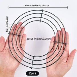 SOFPLATE 2 Pack 8 Inch Round Wire Wreath Frames Green Wire Wreath Form Base Festival Floral Wire Ring Arrangements Craft Accessories for DIY Christmas Autumn Thanksgiving Home Decoration Supplies