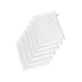 Witte of Lietaer 199514 Wellness Set of 6 Cotton Wash Gloves 15 x 22 cm, white, 15x22 cm