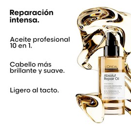 L'Oreal Professionnel Absolut Repair Tratamiento 10 en 1 | Aceite reparador para cabello seco y dañado | Nutre, revitaliza y repara el cabello | Con protección térmica | Tecnología de proteína de trigo | 90ml