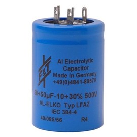 Capacitor - Electrolytic, 50/50 µF @ 500 VDC, F&T