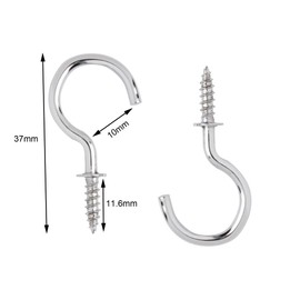 GODLOVEM 40 Pieces Nickel Plated Metal Screw-in Ceiling Hooks Cup Hooks, 1.46 Inch, Silver