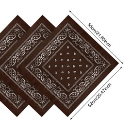36 Pack Bandanas for Women Men Cowboy Bandana Handkerchief Headband Face Mask Bulk for Party Costume (Classic, Coffee)
