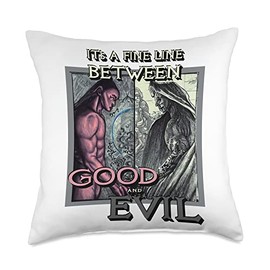 Good and Evil It's a fine line Dark Fantasy Throw Pillow, 18x18, Multicolor