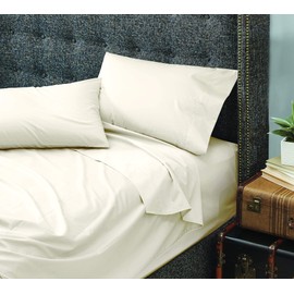 dreamstead by Cuddledown Queen Bed Soft, Easy, 100% Cotton, Luxury Sateen, Set Includes Fitted, Flat Sheet and Pillowcase, Ivory