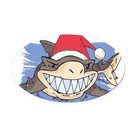 CafePress Christmas Shark Euro Oval Car Bumper Magnet