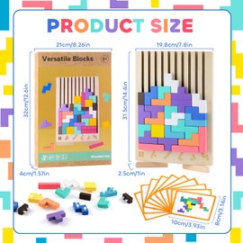 Wooden Puzzle Tetris Educational Toy from 3 4 5 6 Years - Montessori Wooden Game with Geometric Blocks, 3D Puzzle Wooden Colourful for Children, Intelligence Brain Game Gift Boy Girl Preschool