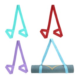 PATIKIL Yoga Mat Strap, 4 Pack Adjustable Yoga Mat Carrier Straps Sling Cotton Anti Slip Mat Holder Stretching Band for Exercise, Lake Green/Red/Light Purple/Sky Blue