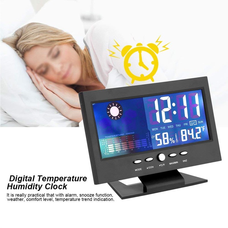 TMISHION Digital Weather Forecast Clock with Large LCD Humidity, Temperature,