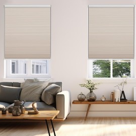 Changshade Blackout Blinds, Cordless Cellular Shades, Honeycomb Blackout Shades, Room Darkening Blinds, Pull Down Window Shades, Easy to Install Honeycomb Window Blinds, 35" W x 72" H, Beige