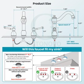 gotonovo 8 Inch Widespread Bathroom Faucets for Sink 3 Hole 2 Lever Handle Deck Mount with Pop Up Drain Hot and Cold Water Supply Lines Polish Chrome