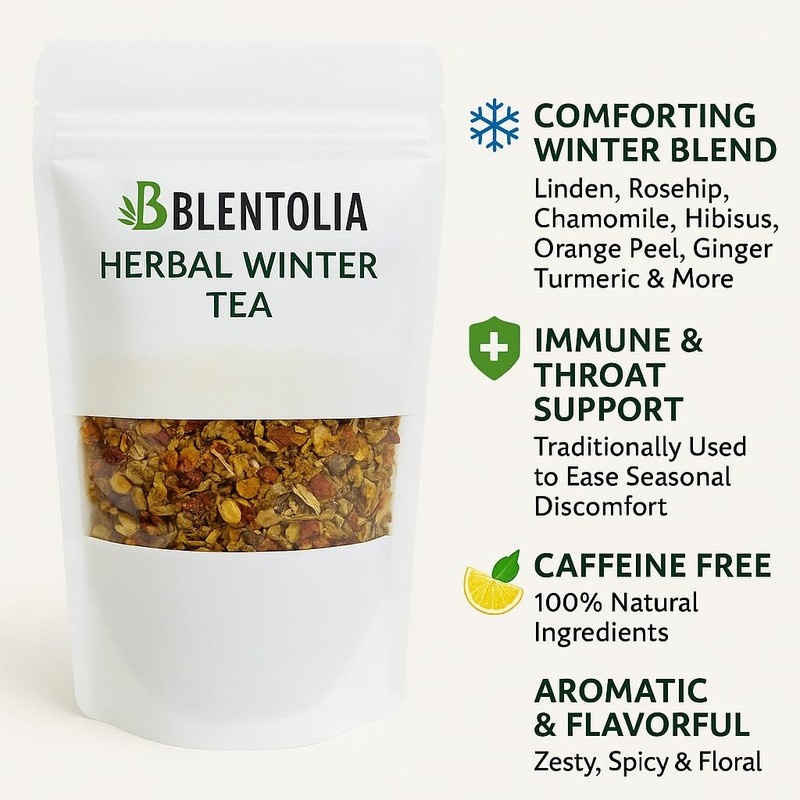 Blentolia Herbal Winter Tea – Caffeine-Free Loose Herbal Blend –