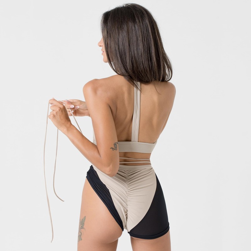 Invertika Women's Pole Dance Sports Suit with Mesh and Adjustable