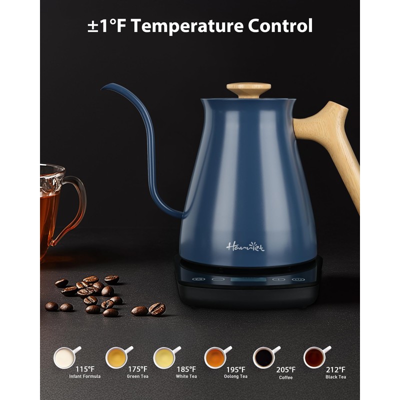 Harriet Gooseneck Electric Kettle - 1200W Fast Heat, 0.8L Stainless
