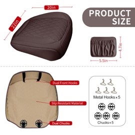 2 Pack Leather Front Car Seat Cover Bottom Car Seat, Anti-Slip and Full Wrap Driver Seat Protectors with Storage Pocket, Luxury Waterproof Bottom Auto Seat Cushion Pad Mat for Most Vehicles(Coffee)