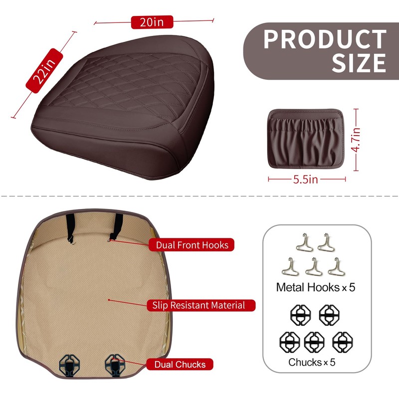 2 Pack Leather Front Car Seat Cover Bottom Car Seat,