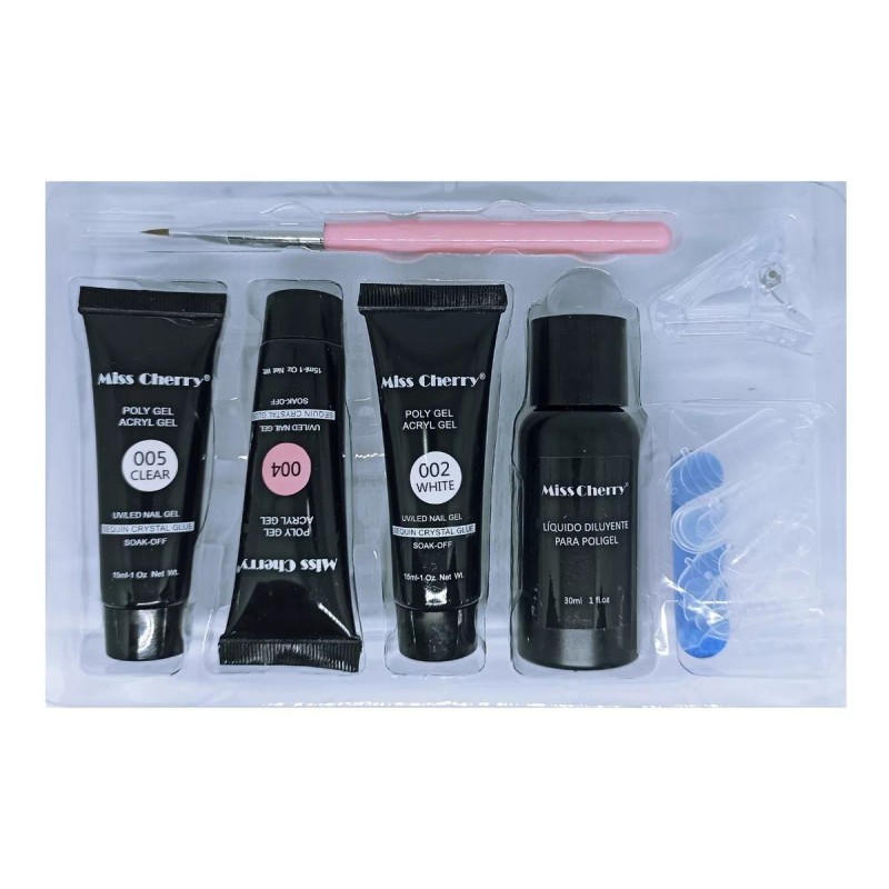 Miss Cherry Kit Básico 3 Polygel + Solución+lima +tip Dual