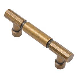 Alzassbg Antique Brass Cabinet Pulls, 3 Inch Hole Centers, Zinc Alloy, Contemporary Style Kitchen Drawer Handles, 10 Pack, AL3096AE