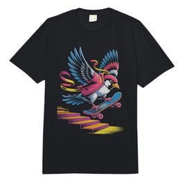 Bird Skater Feather Mid Stair Trick Streetwear Skateboard Comfort Colors Adult Heavyweight T-Shirt