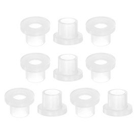 HARFINGTON 10pcs Flanged Sleeve Bearings 6.4mm Bore 9.3mm OD 6.35mm Length Nylon Bushings for Shaft, White