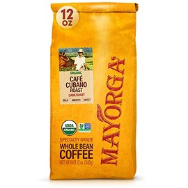 Mayorga Café Tostado Oscuro 12Oz Bolsa De Café Tueste Cubano 100% Arábica Granos De Café Enteros - Café Orgánico Más Suave - Grado Especialidad, Sin Ogm, Comercio Directo