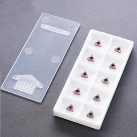 SI FANG 10Pcs Carbide Insert Cutter Tungsten Steel High Precision Blade for Mini Pneumatic Chamfering Machine, Replaceable Turning Inserts Lather Turning Tool with Box, Metal Trimming and Chamfering