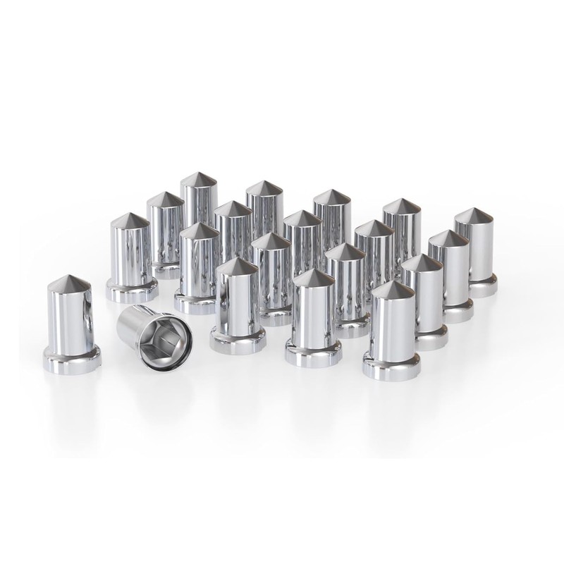 33mm Chrome Plastic ABS Lug Nut Covers Bullet Flanged Push-on